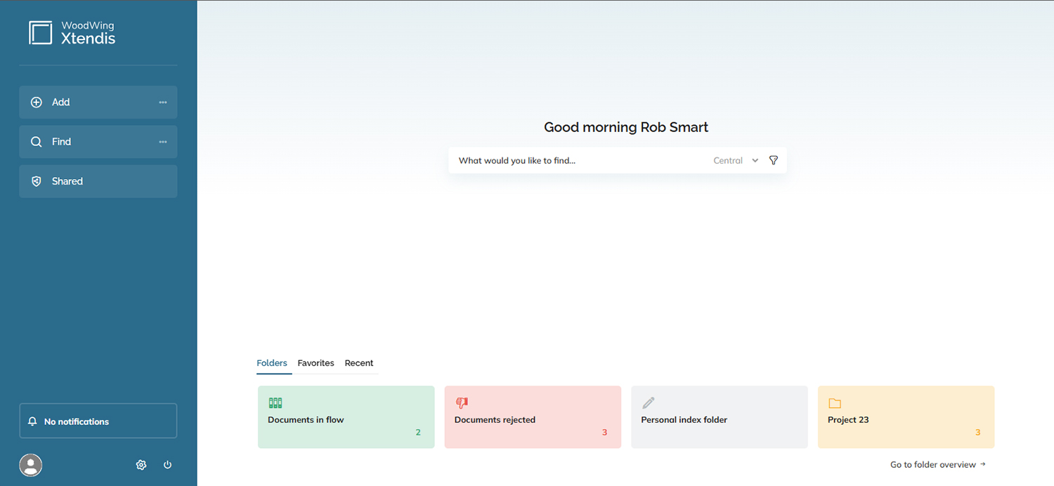The Dashboard is your starting point for working with Xtendis.