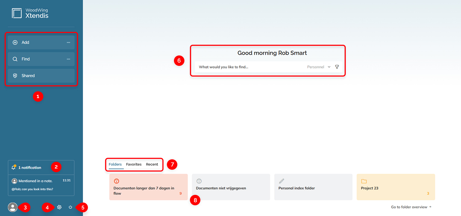 The components of the Xtendis Dashboard