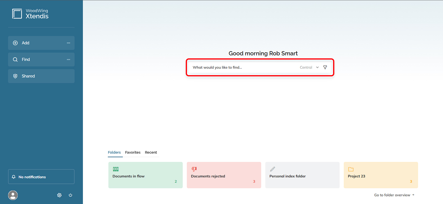 The Search field and filter on the Dashboard.