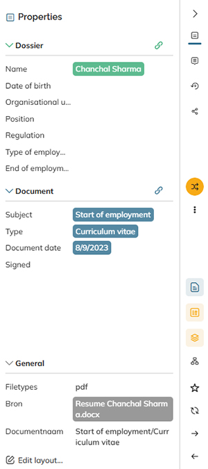 Properties of a document