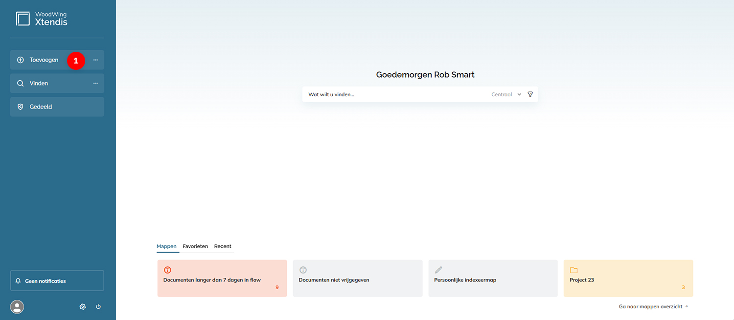 Stap 1 van het uploaden van een document