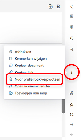 De optie Naar prullenbak verplaatsen