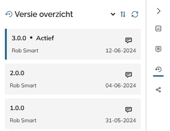 De versie-overzichtsinformatie bekijken in het paneel Geschiedenis