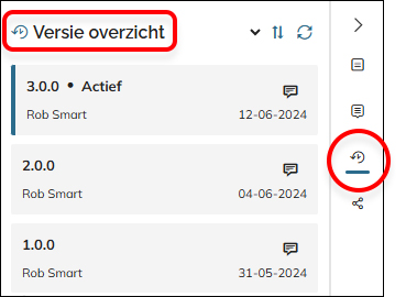 De optie Versie overzicht in het menu van het paneel Geschiedenis
