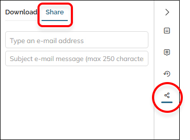 The Share tab in the Export options panel