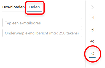 Het tabblad Delen in het paneel Exporteeropties
