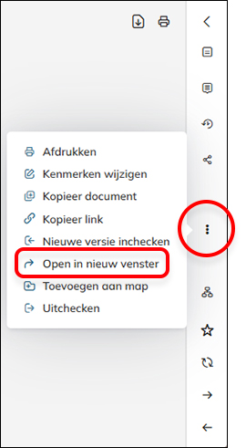 De optie voor het openen van een document in een nieuw webbrowsertabblad.
