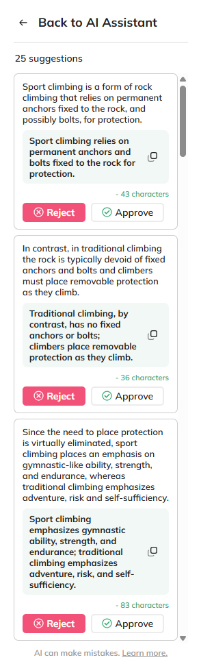 Results in the Suggestions panel for the Copyfit prompt