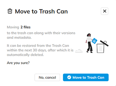 The confirmation dialog when moving a file to the Trash Can