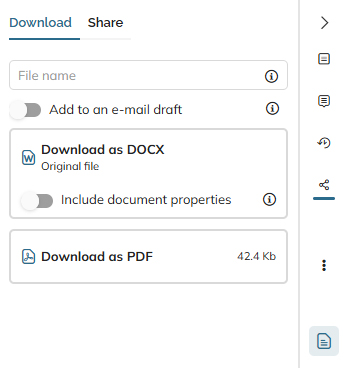 The 'Download as' option in the Download panel