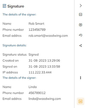 The Signature panel and its icon