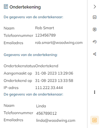 Het paneel Ondertekening en het icoon ervan