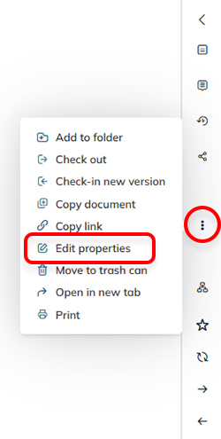 The documents option menu