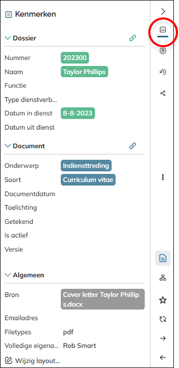 De optie Toon kenmerken in het menu Document