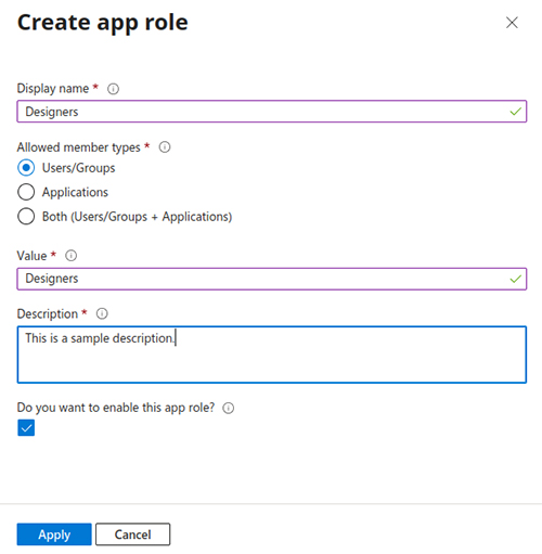 The Create app role screen in Cognito