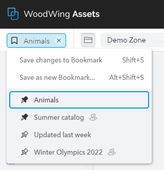 The Bookmarks menu