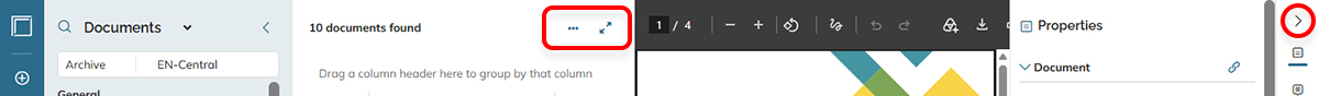 The buttons for quickly hiding components