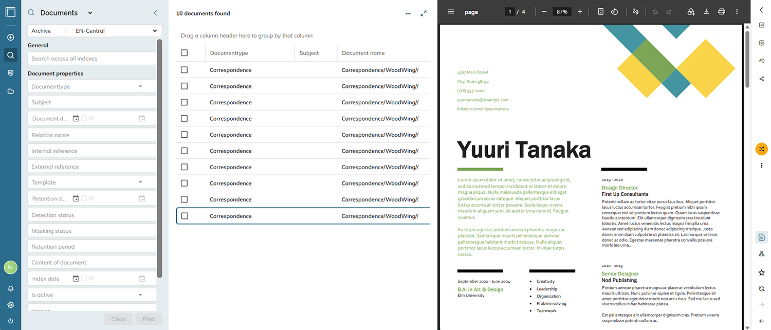 Using the standard Search option.
