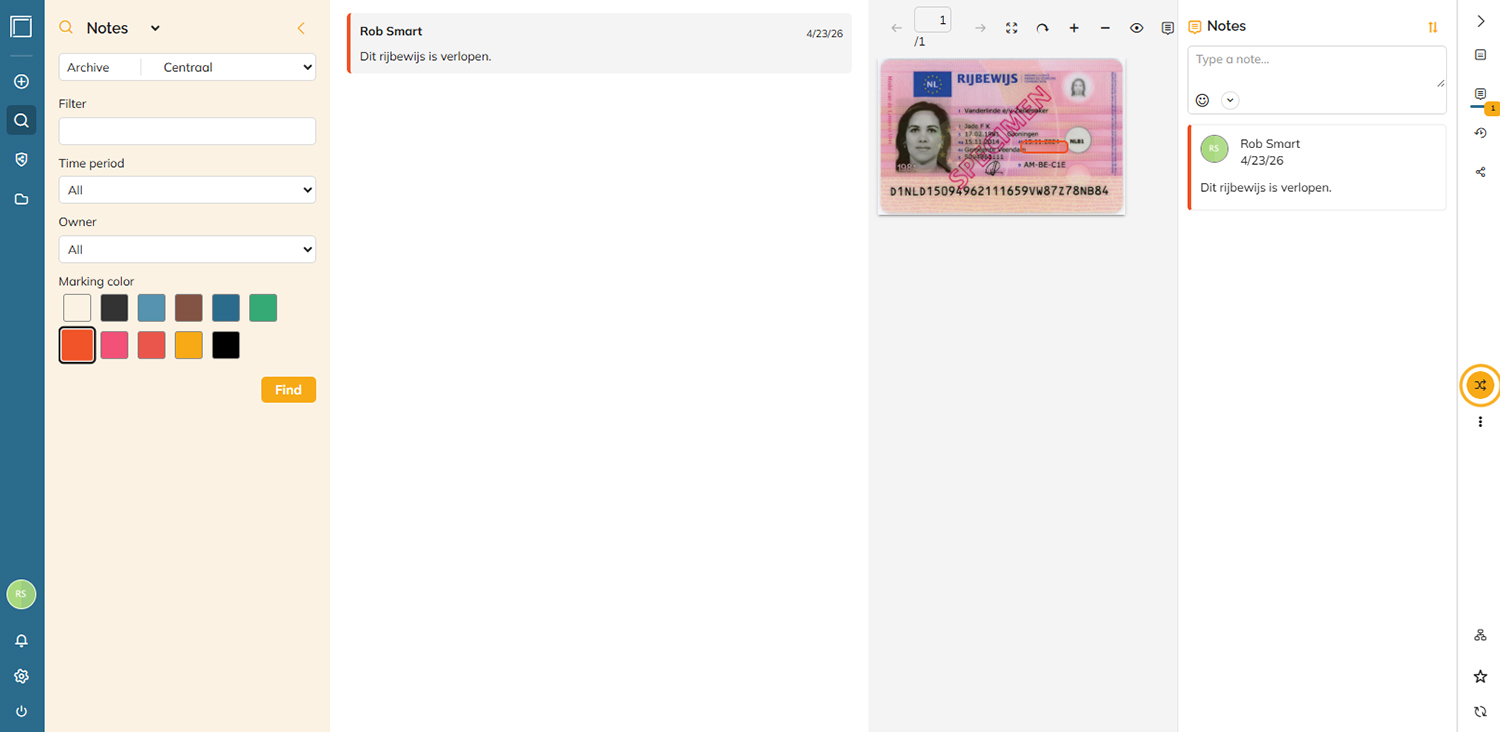 De pagina met zoekresultaten bij gebruik van de optie Zoeken