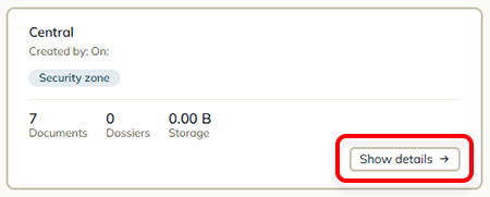 The Show details button for an archive on the Archives overview page