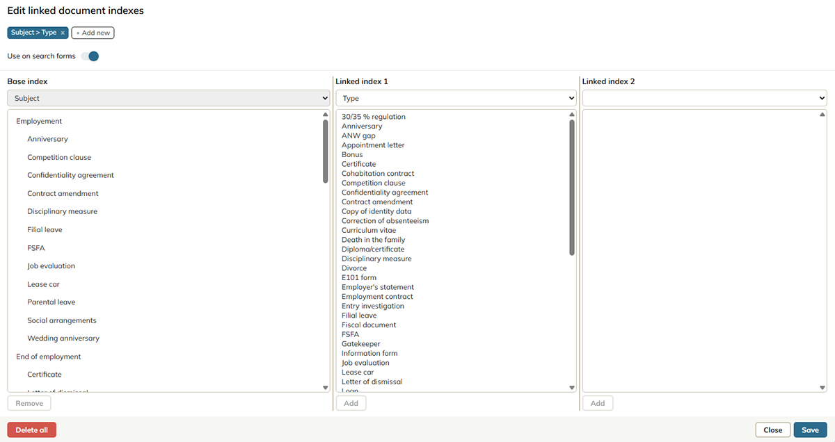 The page for editing linked properties