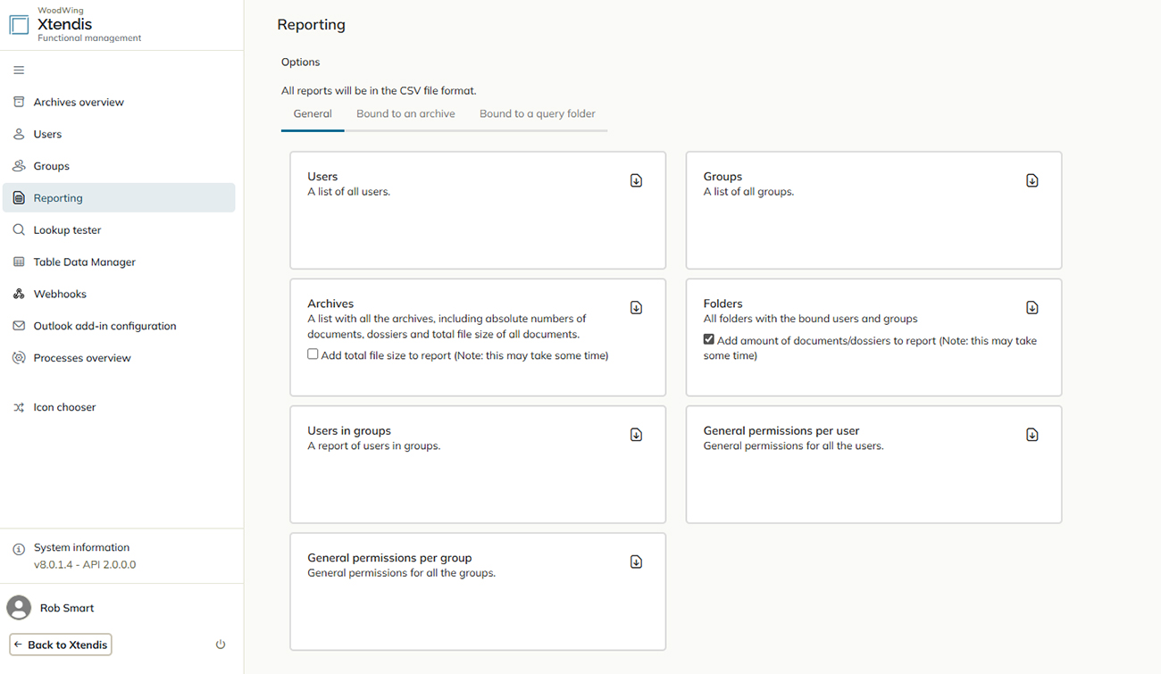 The Reporting page