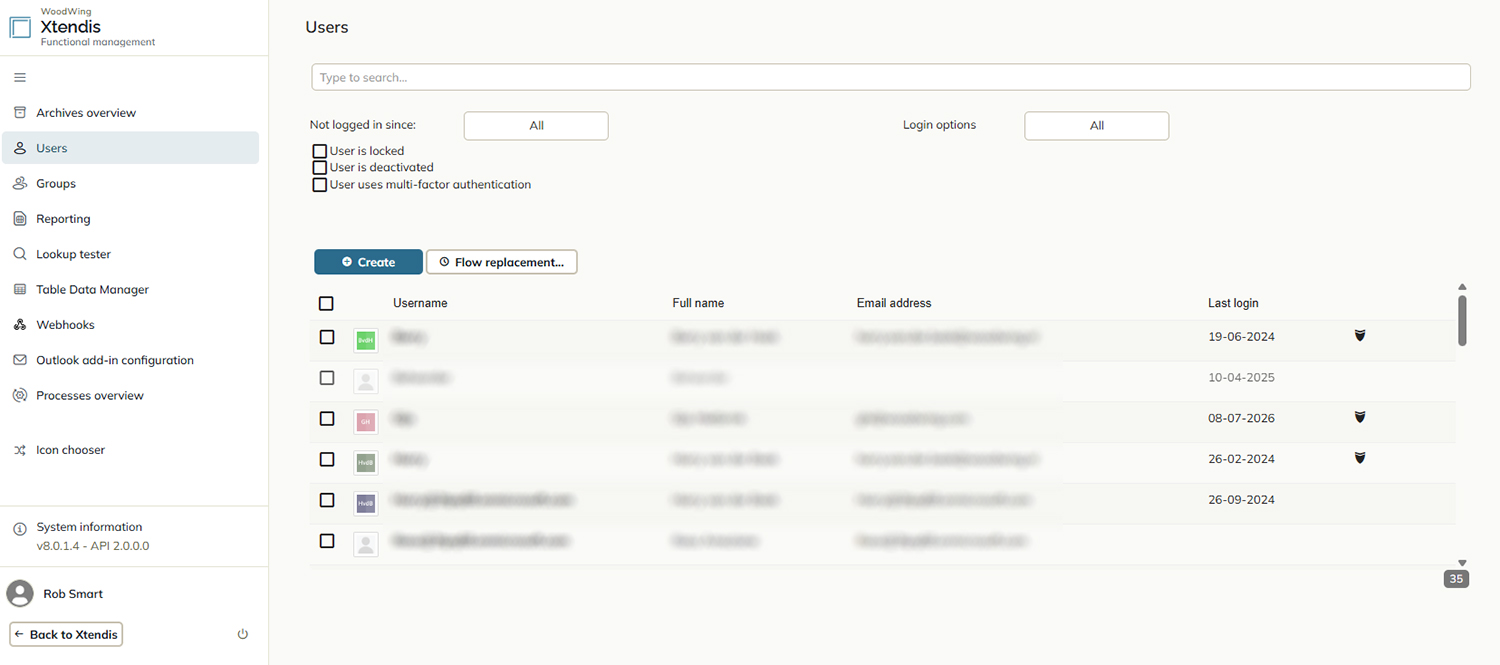 The Users page