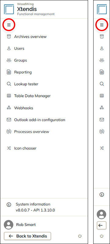 The toggle button for collapsing and expanding the menu