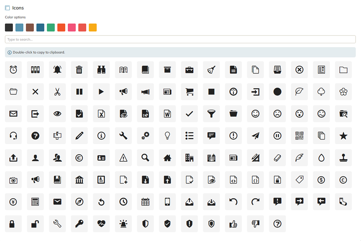 The Icon chooser page