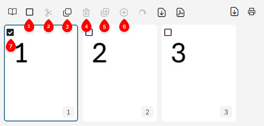 The toolbar for viewing pages only