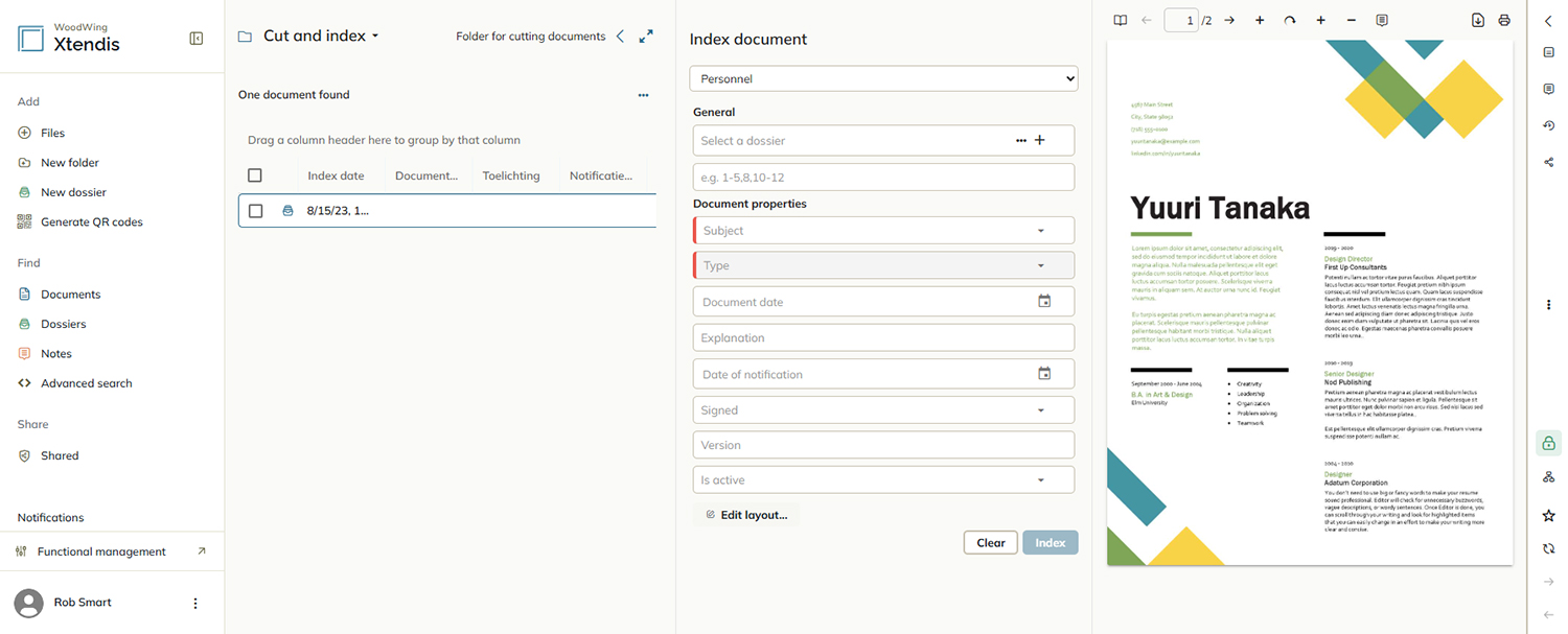 A folder for splitting documents that have not yet been indexed