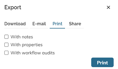 The Download tab in the Export panel