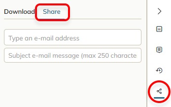 The Share tab in the Export options panel