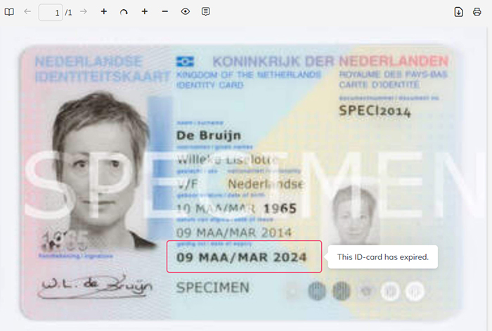 Viewing the text of a note on a document preview in a tooltip