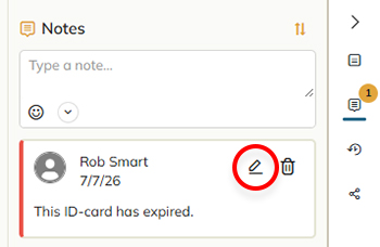 The edit icon for edting a note