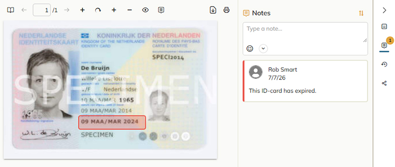 A note on the document preview and in the Notes panel