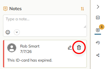 The trash can icon for deleting a note