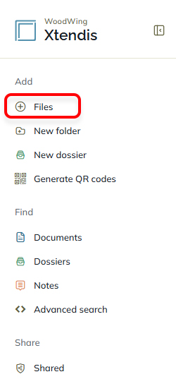 The Add files button on the Dashboard
