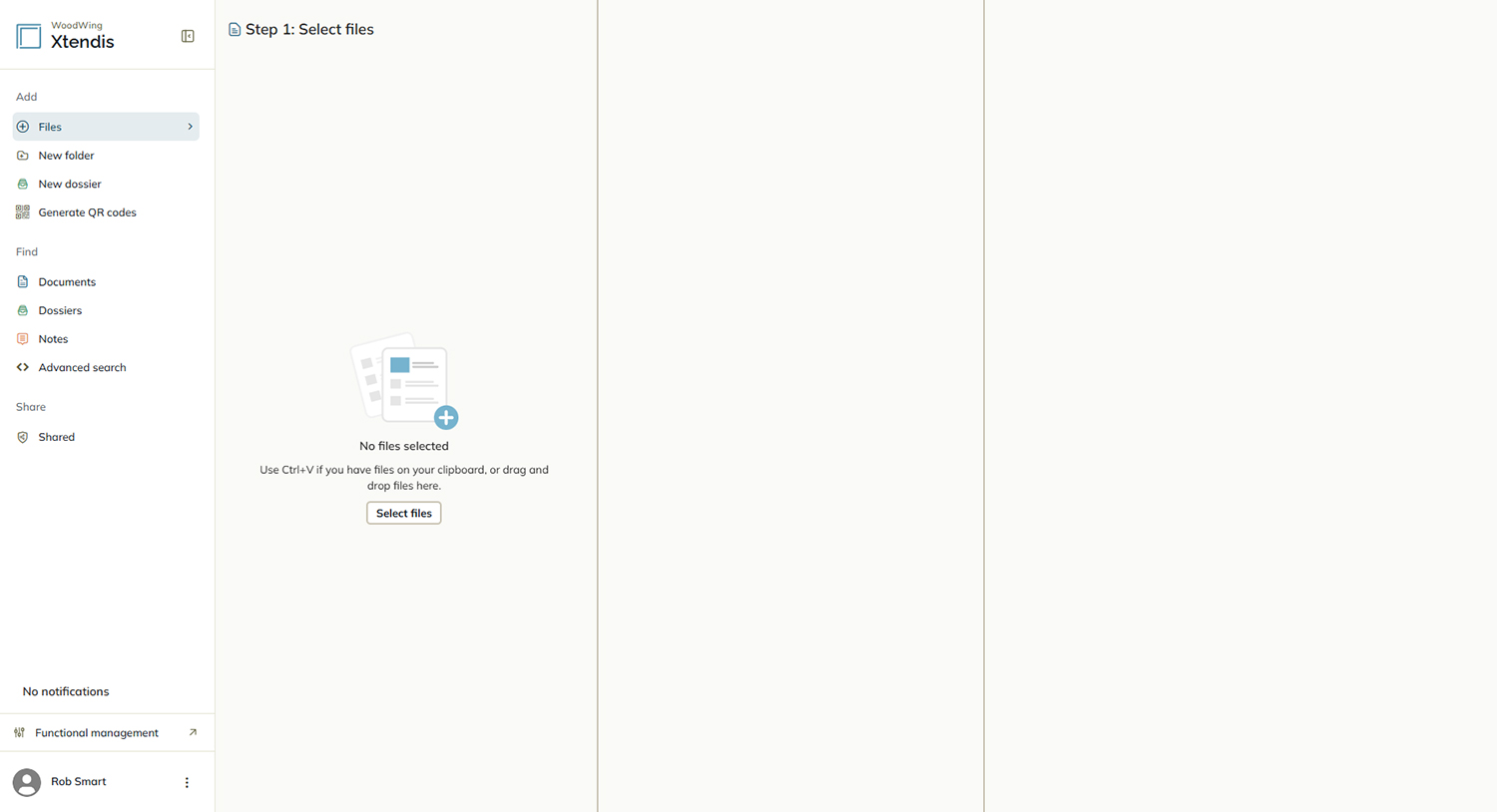 The Upload documents page.