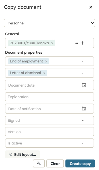 The Index document panel