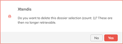 The confirmation message when deleting a dossier