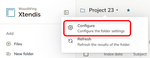 Configuring folder settings from the folder