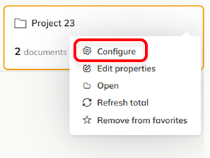 Configuring folder settings from the folder list