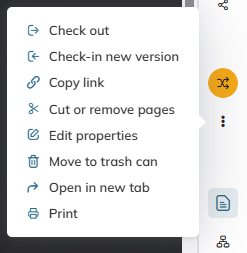 The options in the Action menu.