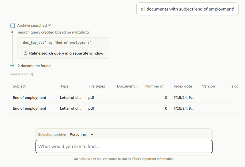 The search results for a contextual search