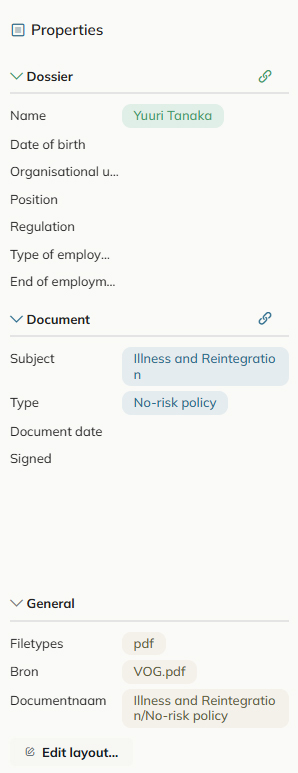Properties act as tags to perform search actions with