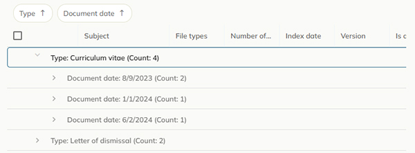 An example of grouping search results