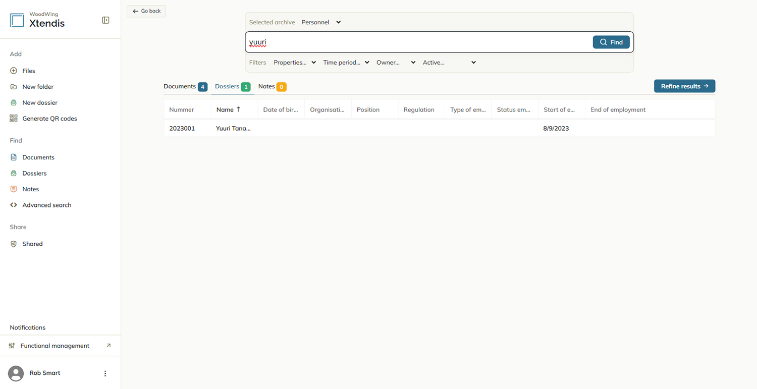 The search results page when performing a Quick search