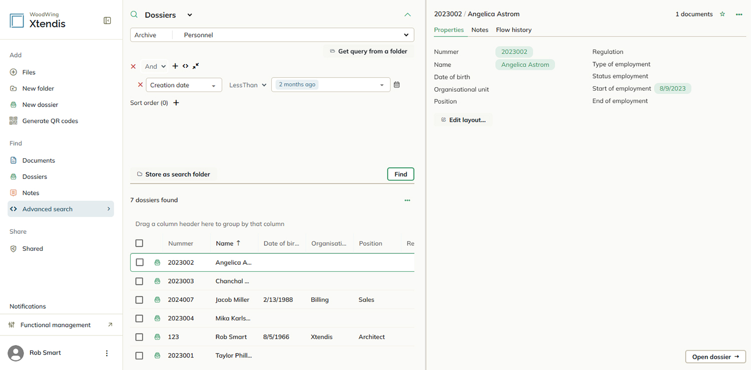 The Advanced search options