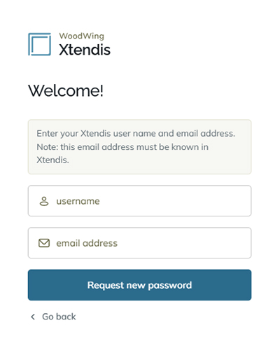 The Request new password dialog.
